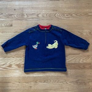 LE TOP VGUC 100% Combed Cotton Dog Duck Appliqué Thick Quarter Zip Pullover